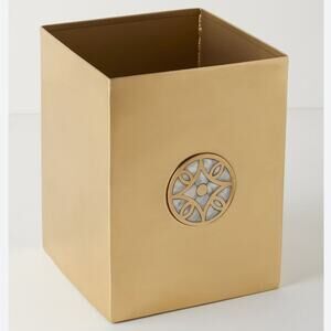 Anthropologie Launis Bath Collection Brass Handmade Trash Can 9.25H x 7W